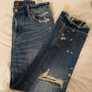 Abercrombie High Rise Girlfriend Ripped Jeans